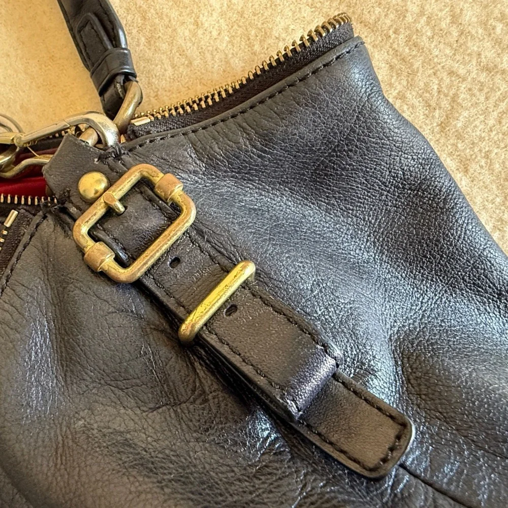 Coach Black Leather Crossbody Hobo Shoulder Bag Designer‎ Purse Handbag